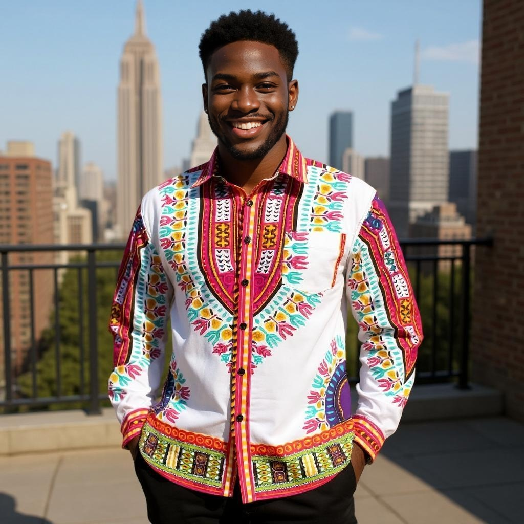 Traditional Print Unisex Dashiki Shirts (Medium Size)