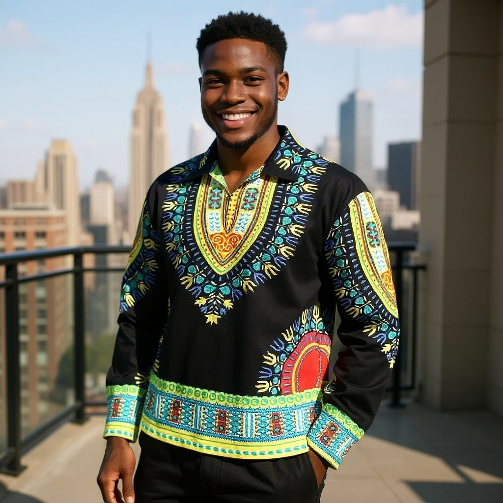 Traditional Print Unisex Dashiki Shirts (Medium Size)