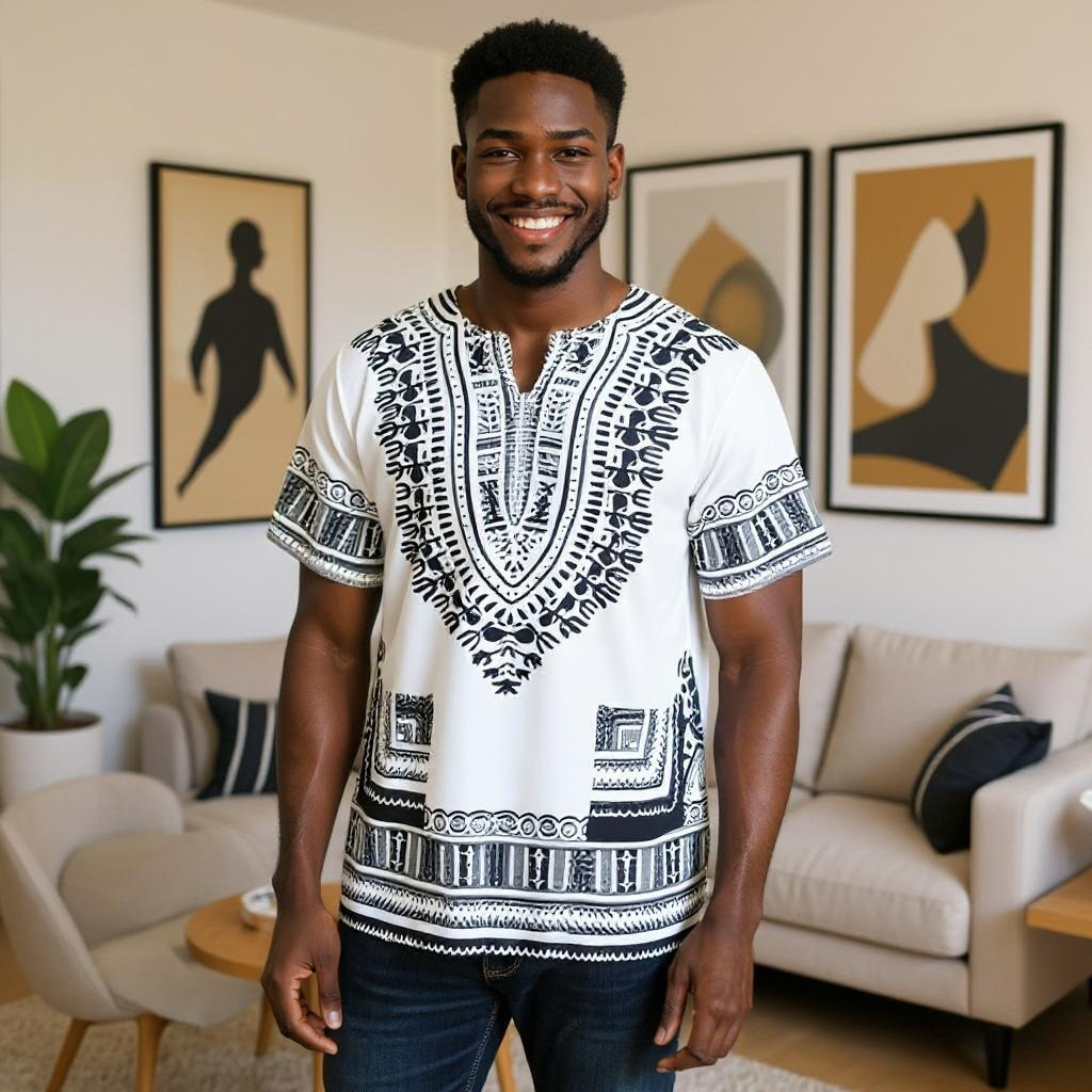 Traditional Print Unisex Dashiki Shirts (Medium Size)