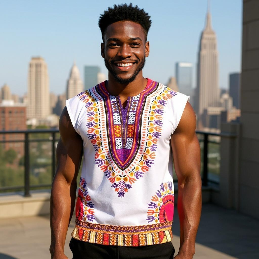 Traditional Print Unisex Dashiki Shirts (Medium Size)