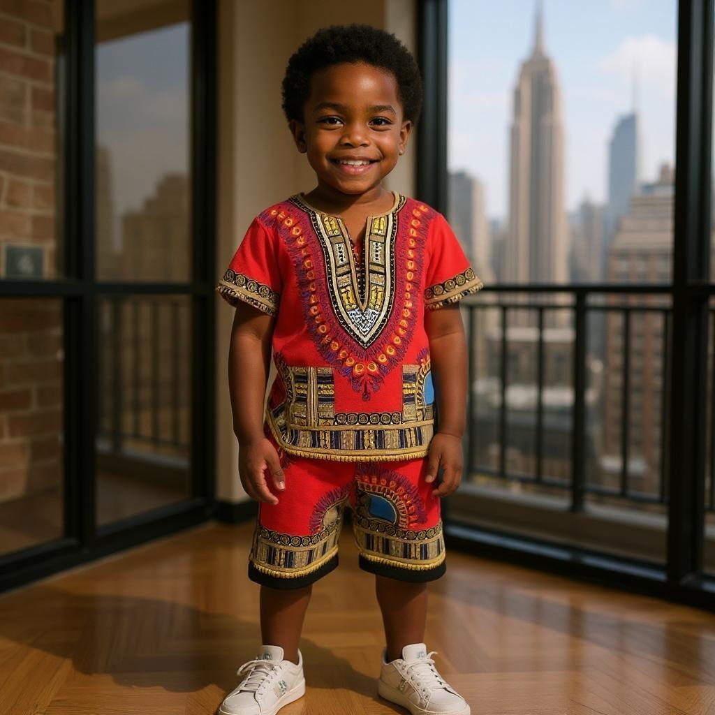 Kids Dashiki Top and Shorts Set