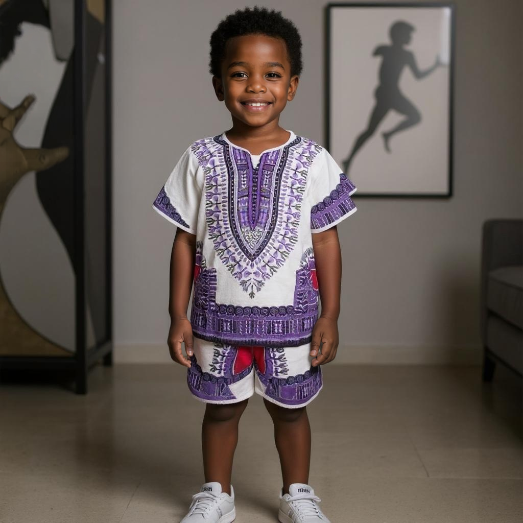 Kids Dashiki Top and Shorts Set