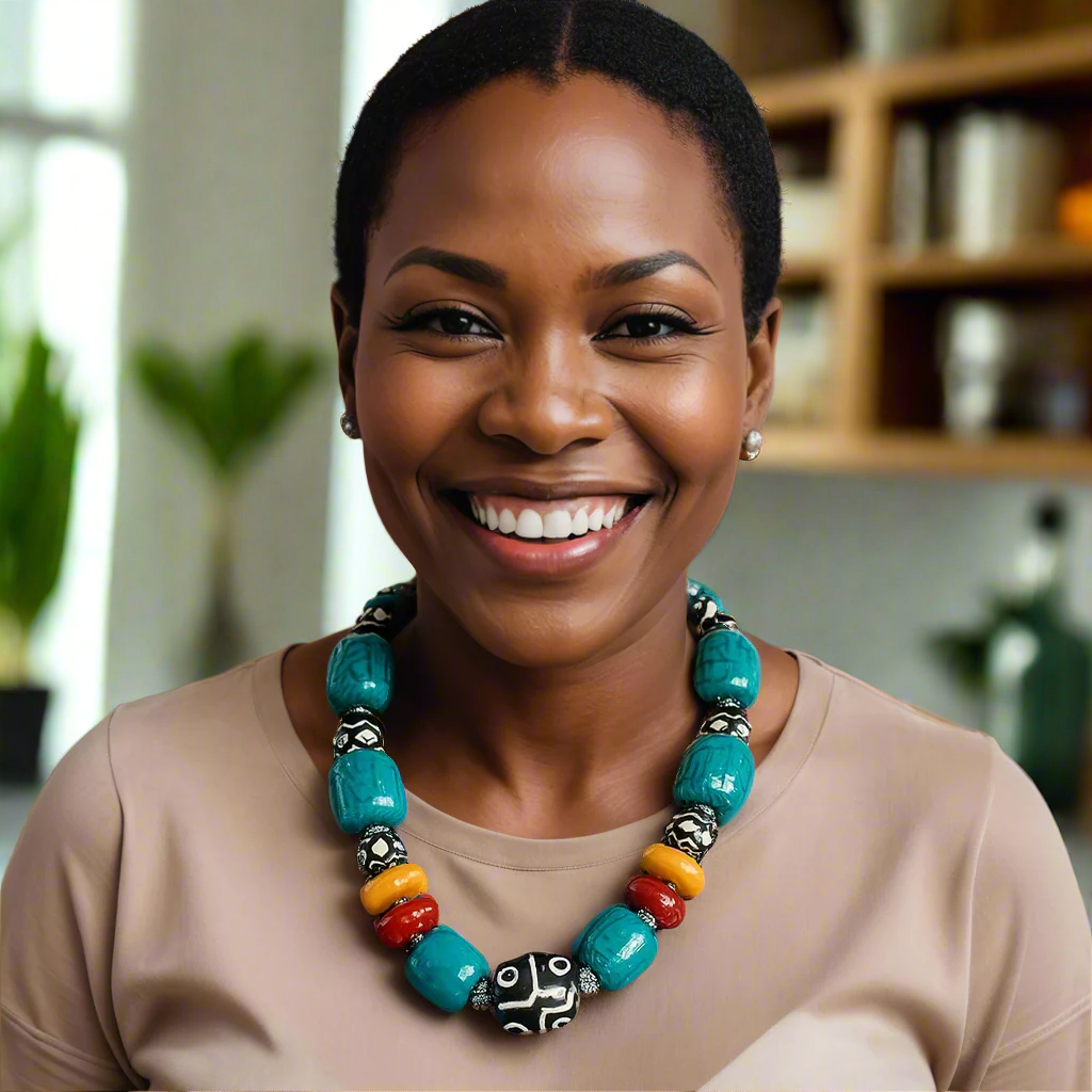 Bone Wooded Jumbo African Inspired Beaded Necklace