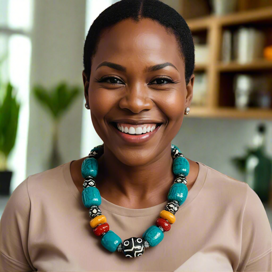 Bone Wooded Jumbo African Inspired Beaded Necklace
