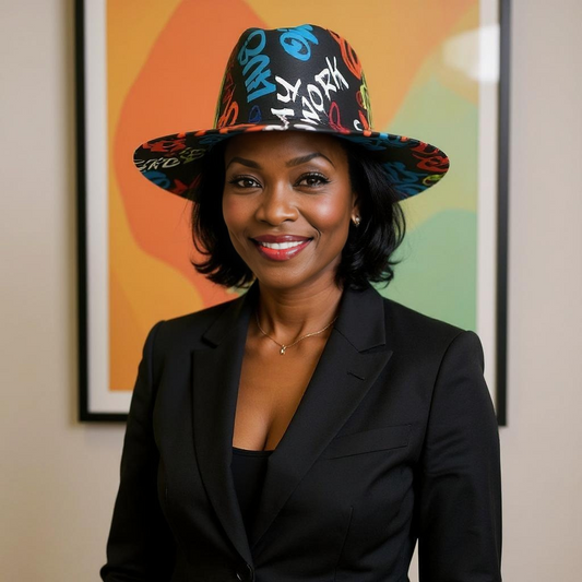 Graffiti Wide Brim Felt Fedora Panama Hat