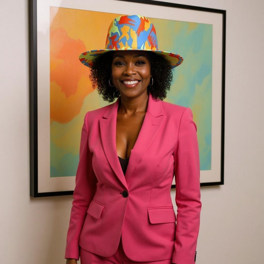 Bold Camo Tie Dye Wide Brim Felt Fedora Panama Hat