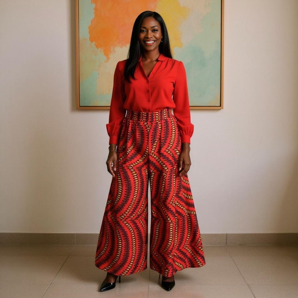 African Print Palazzo Pants with Side Pockets