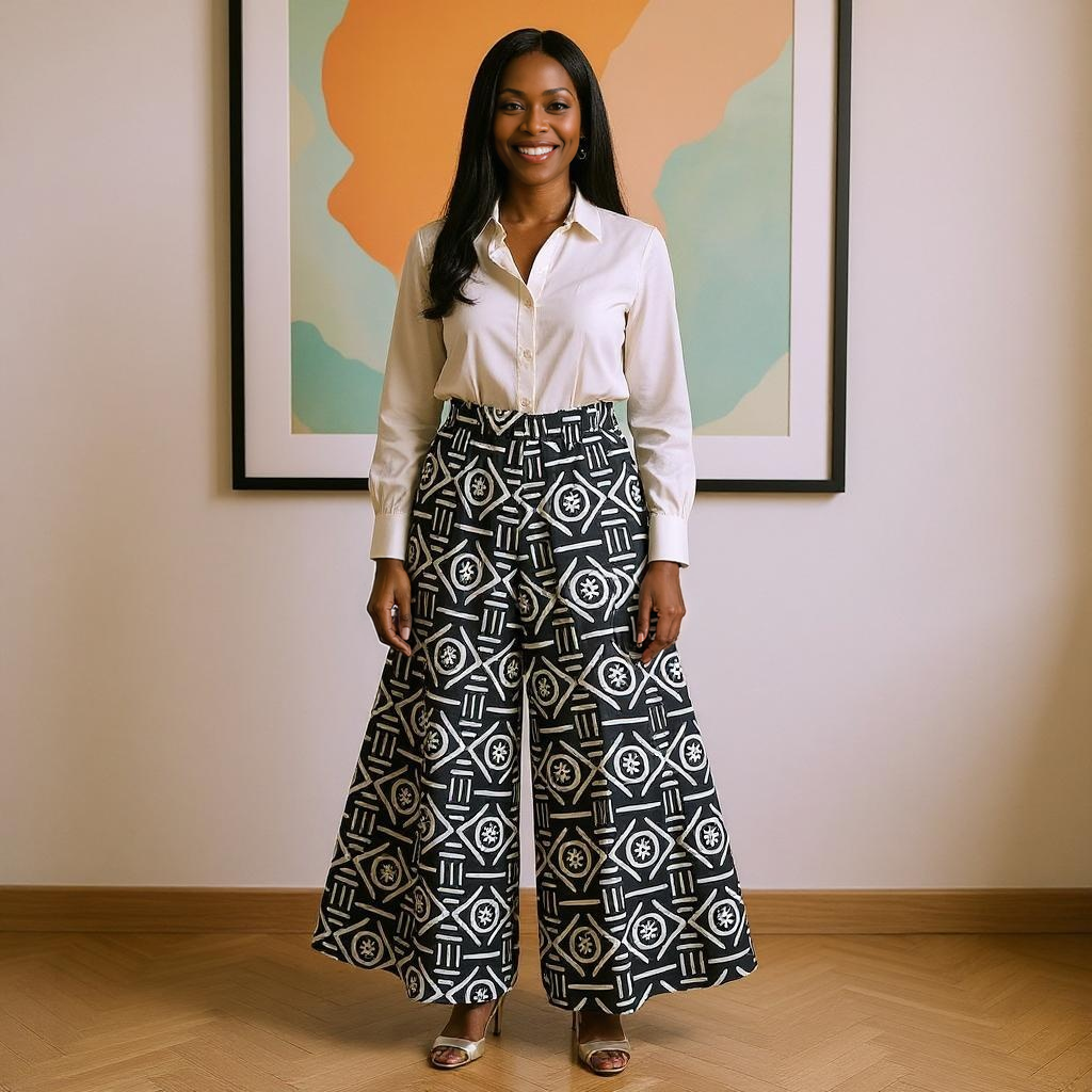 African Print Palazzo Pants with Side Pockets
