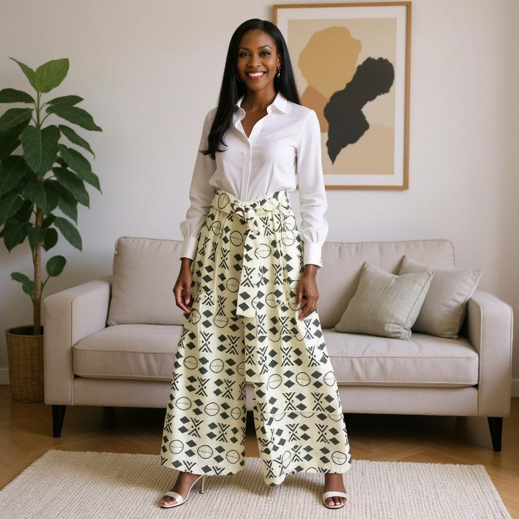 African Print Palazzo Pants with Side Pockets