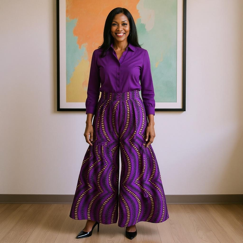 African Print Palazzo Pants with Side Pockets