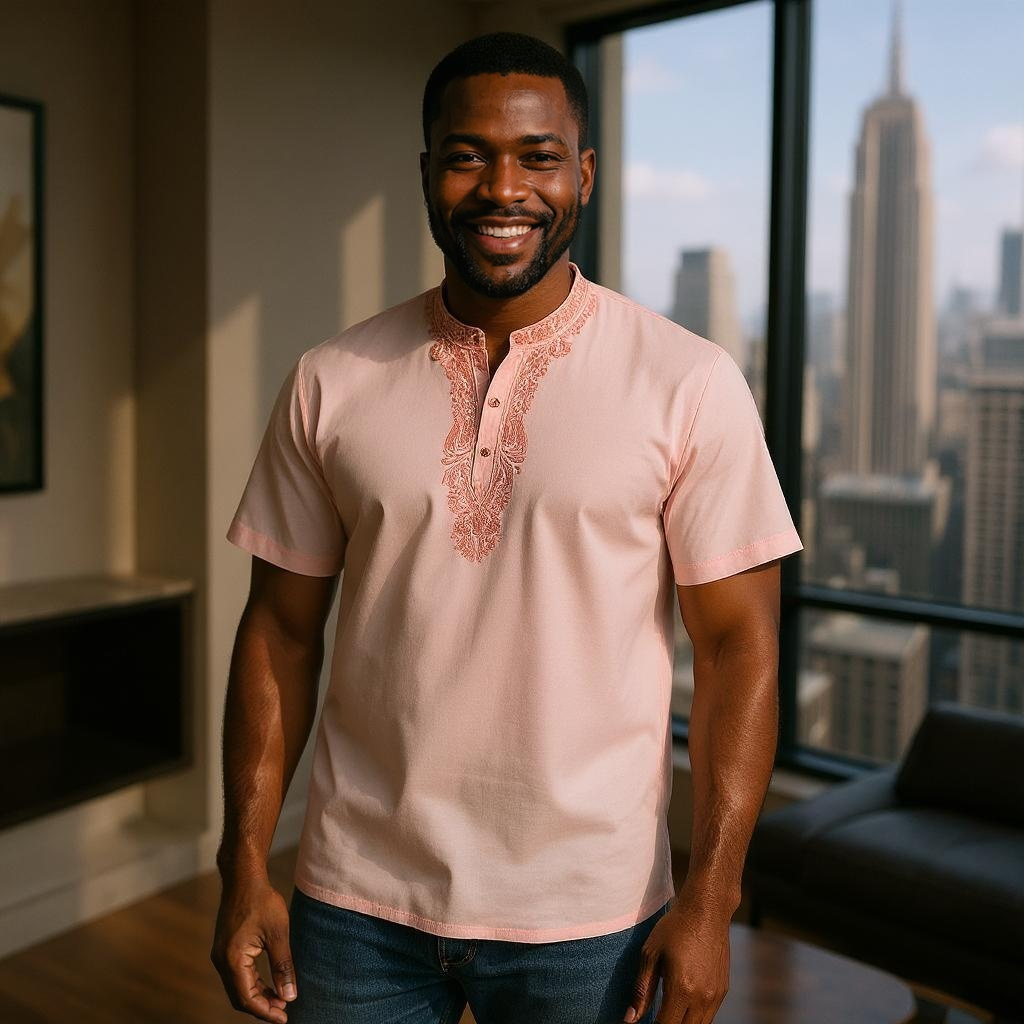 Men's Linen Embroidered Dashiki Shirt