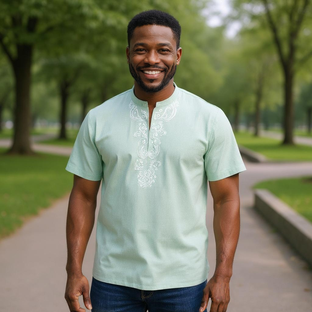 Men's Linen Embroidered Dashiki Shirt