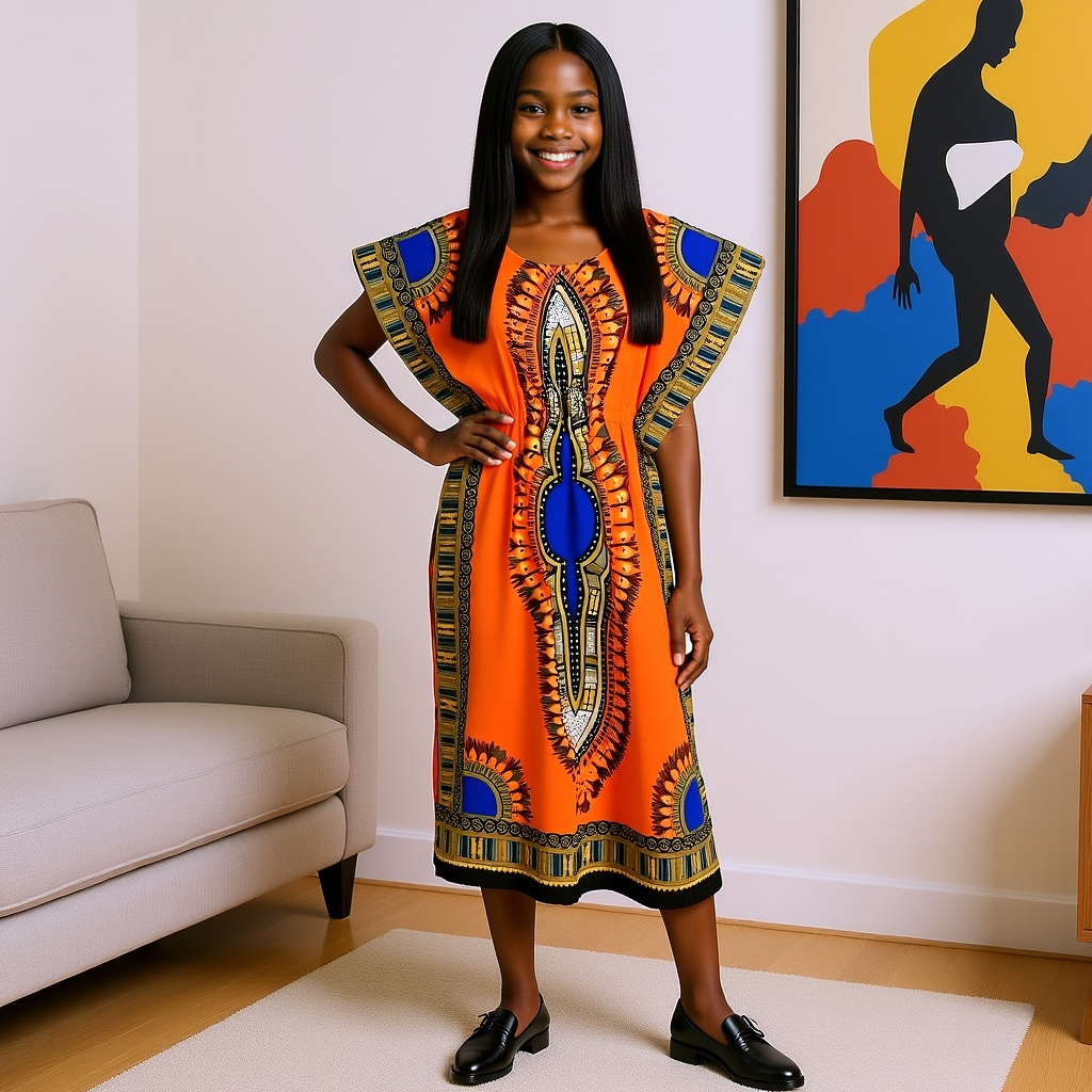Girl's Dashiki Kaftan Dress