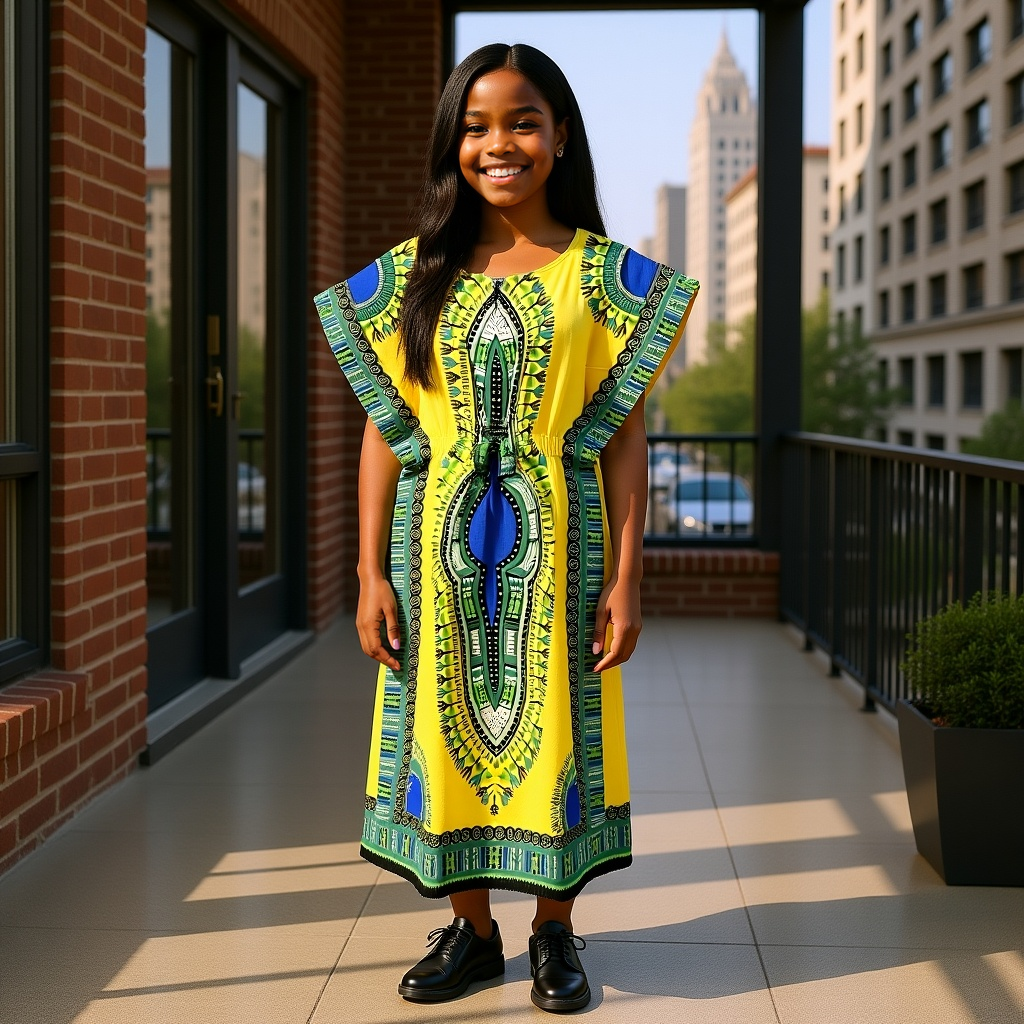 Girl's Dashiki Kaftan Dress