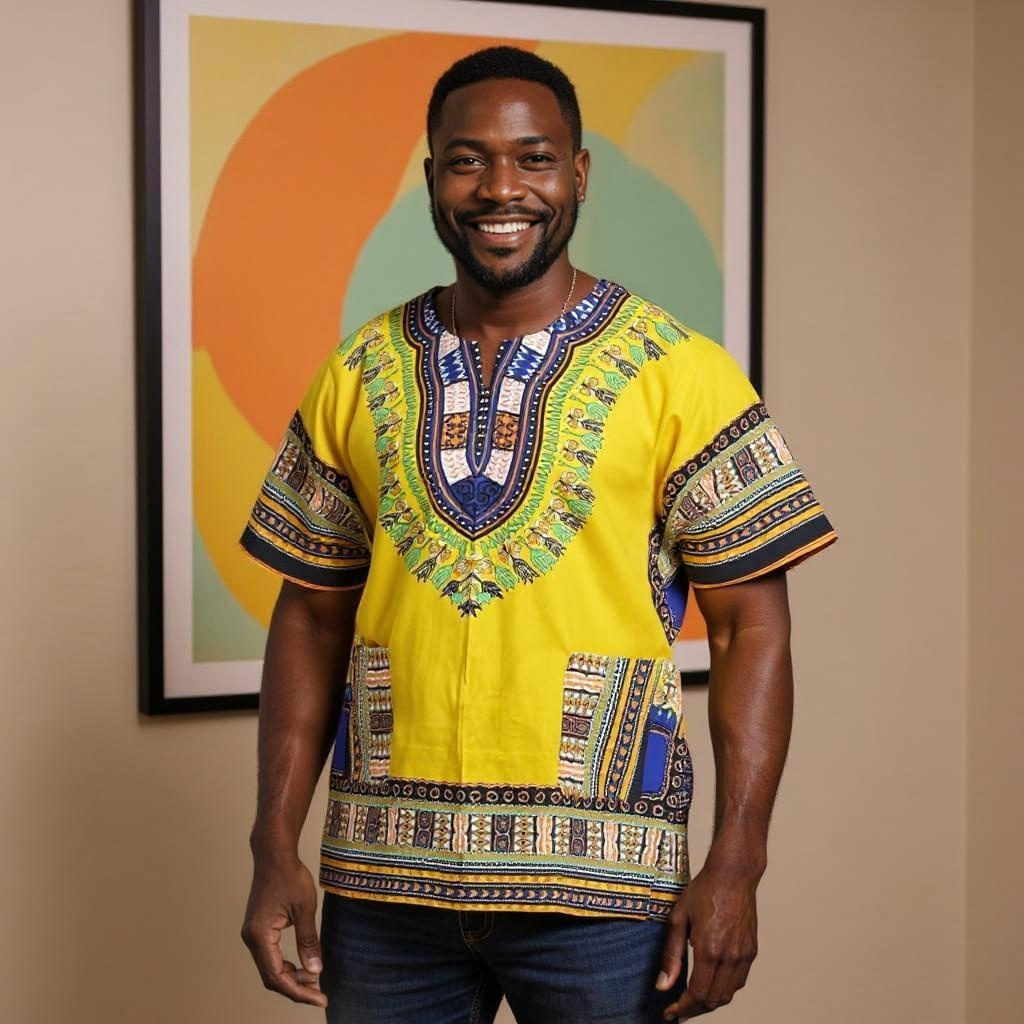 Big and Tall Plus Size Traditional Print Dashiki Shirts (Unisex) 5X-8X