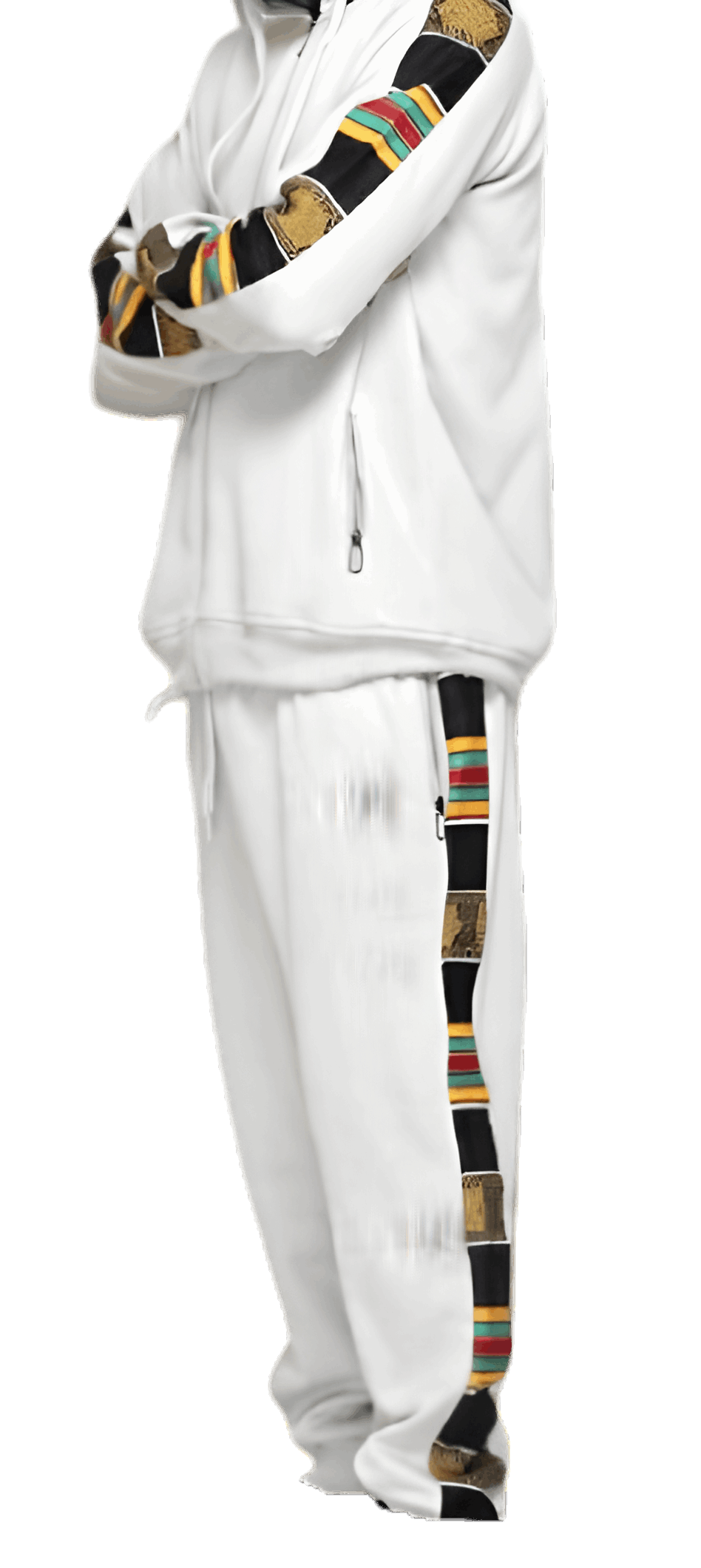 Light Grey African Kente Jogger Track Suit (Large)