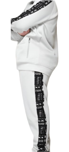 Light Grey African Mud Print Jogger Track Suit (XLarge)