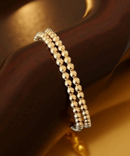 3pc Gold Beaded Stretch Bracelet