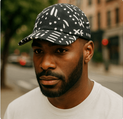 African Black White Print Baseball Cap
