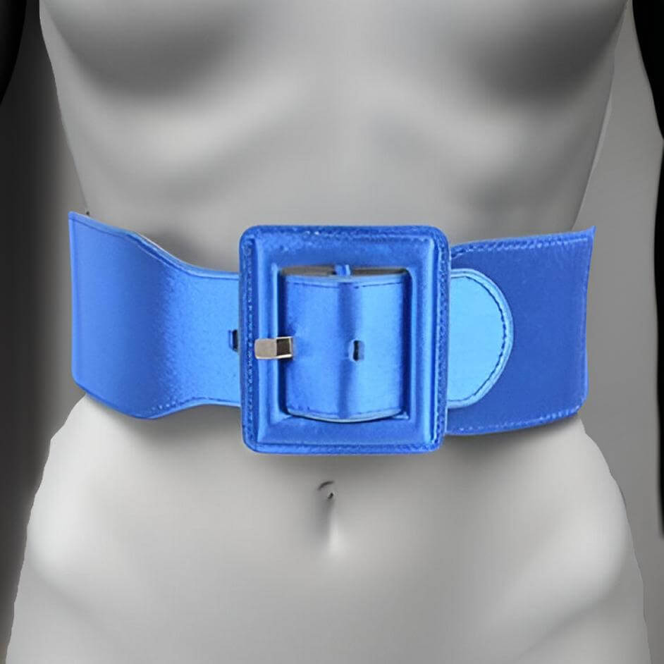 Satin Metallic Elastic Fashion Wide Belt - MAGOS