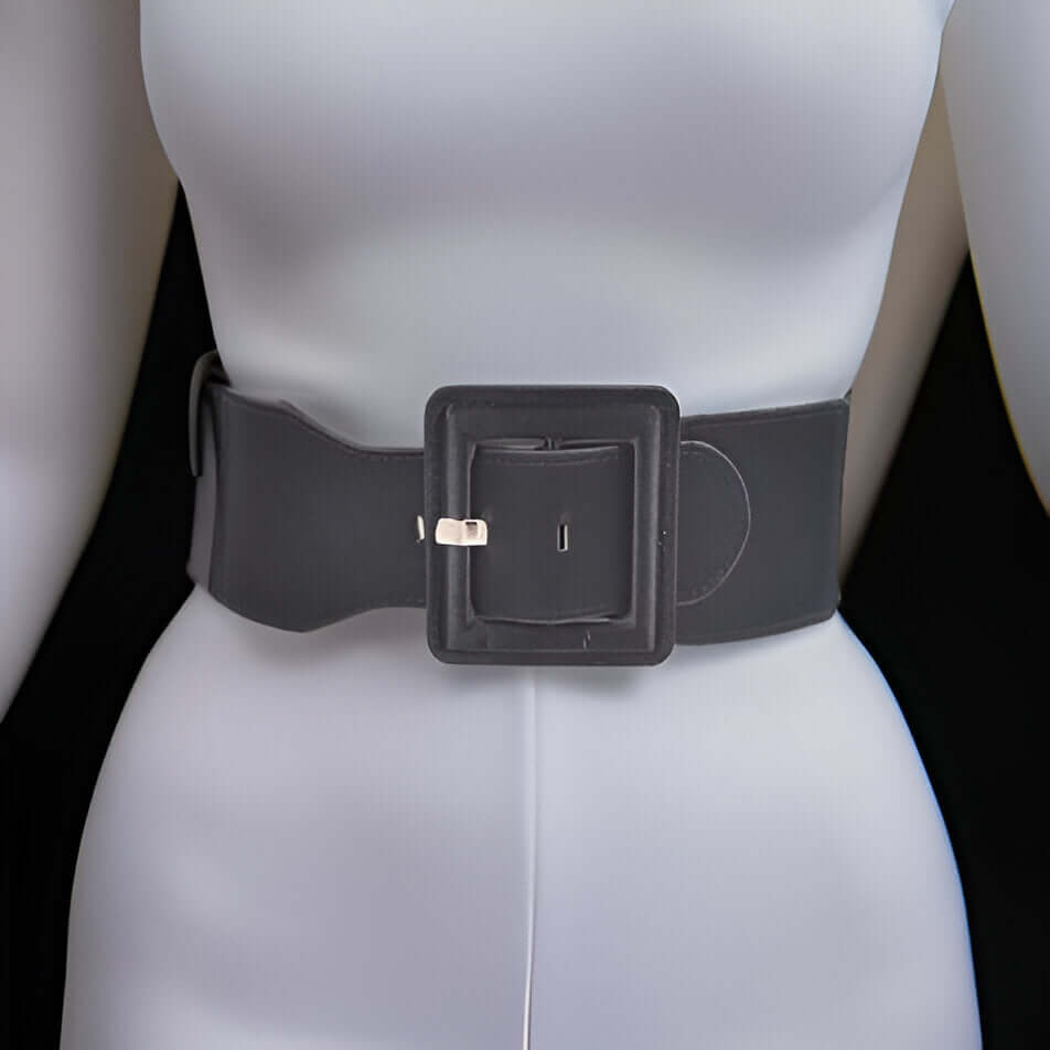 Satin Metallic Elastic Fashion Wide Belt - MAGOS