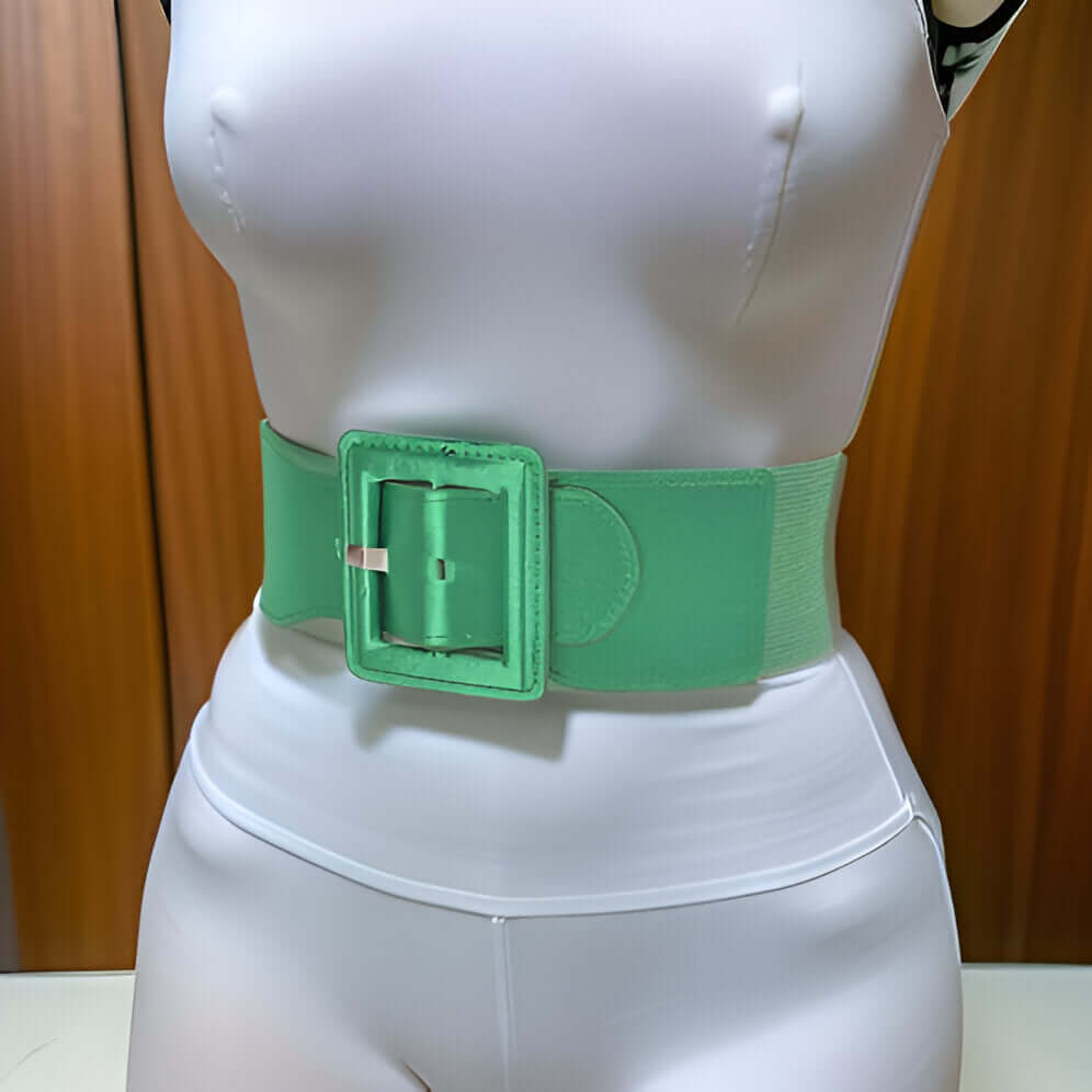 Satin Metallic Elastic Fashion Wide Belt - MAGOS