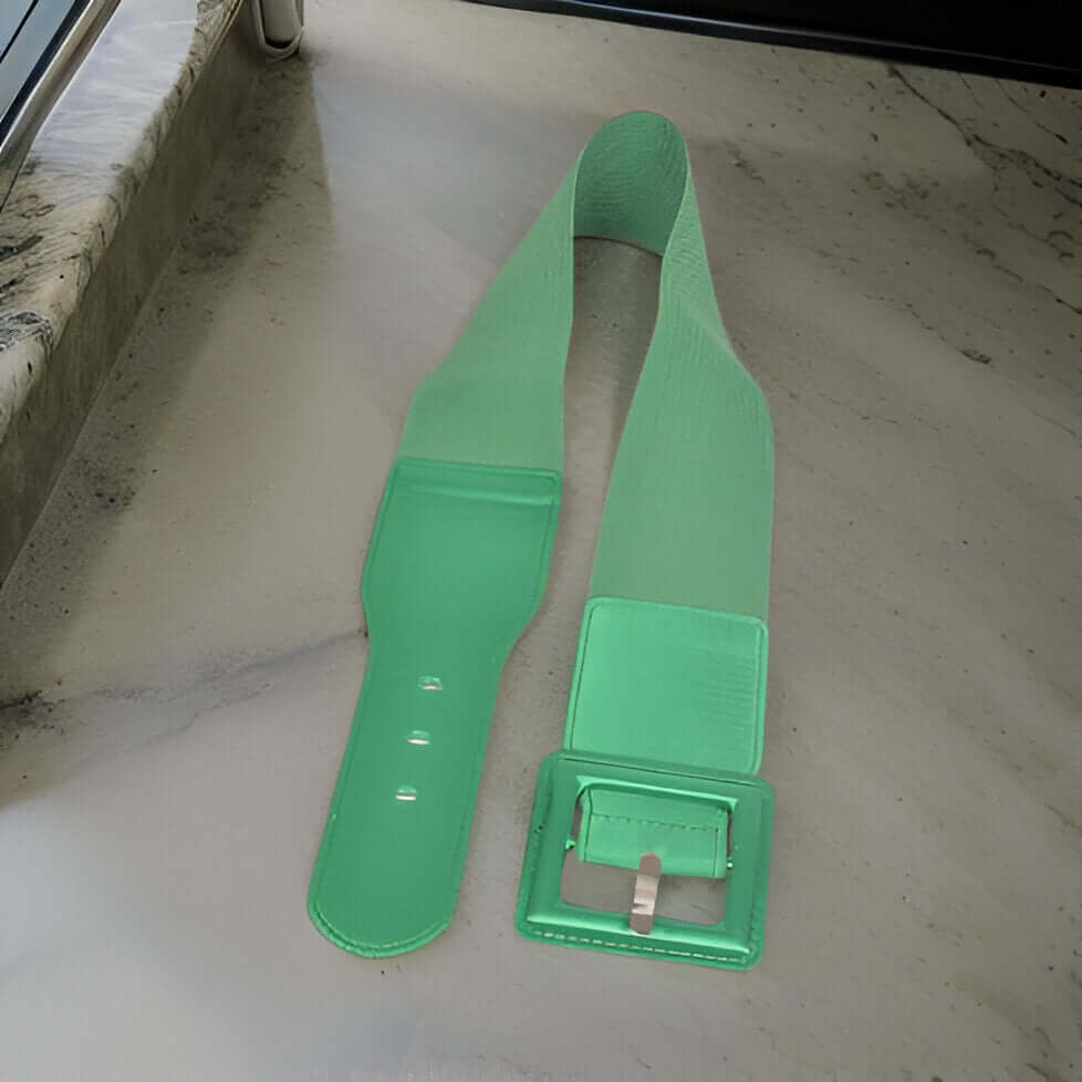 Satin Metallic Elastic Fashion Wide Belt - MAGOS