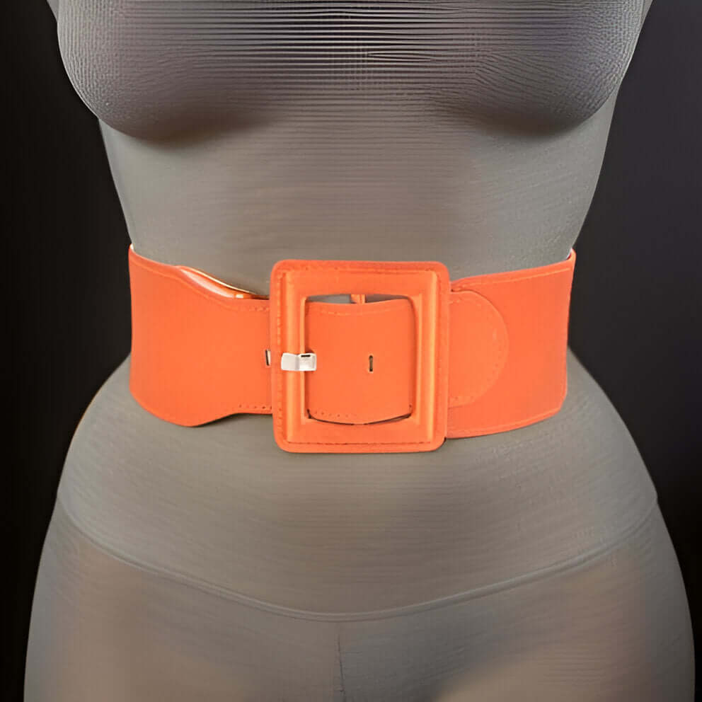 Satin Metallic Elastic Fashion Wide Belt - MAGOS