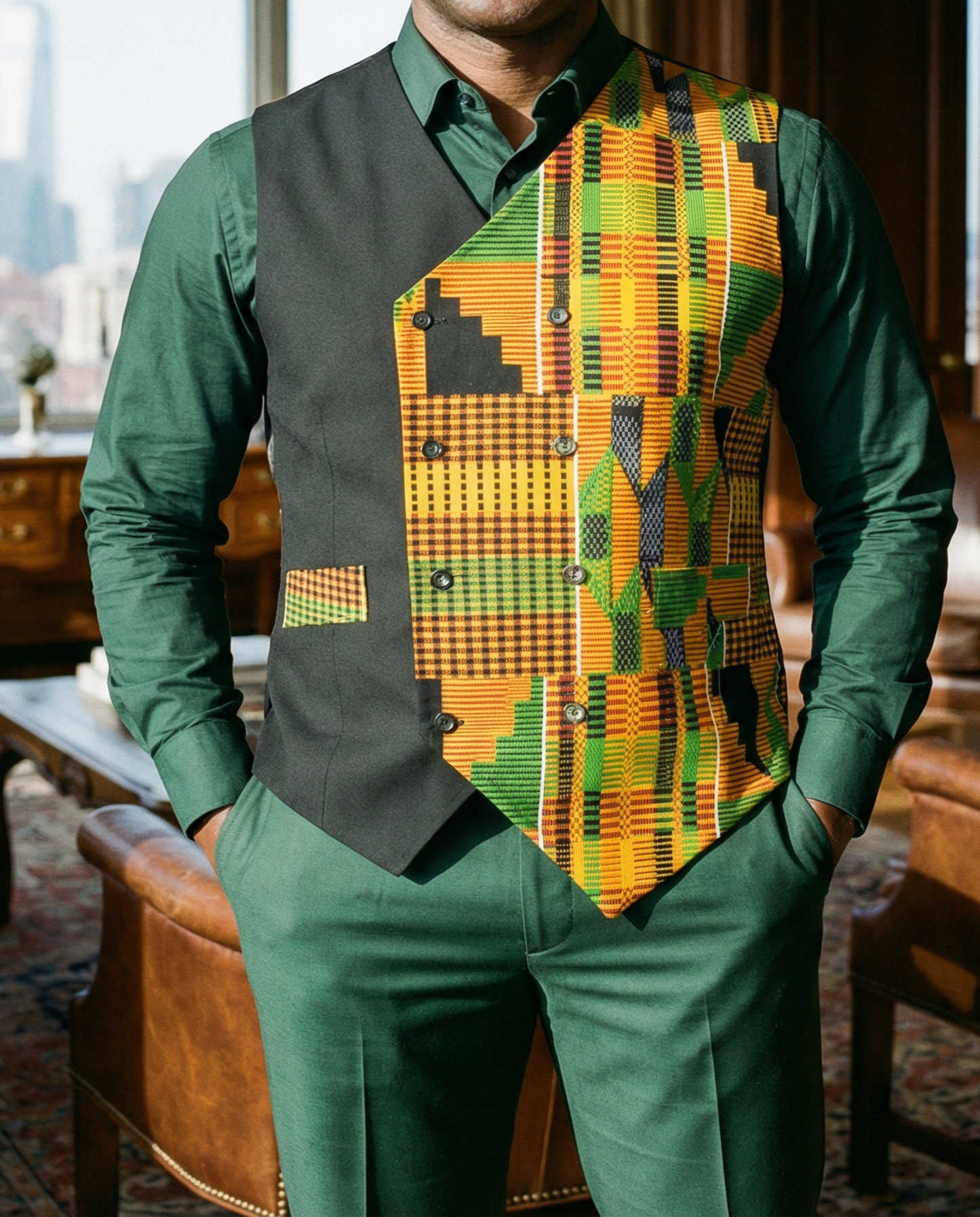 Men's African Kente Print Vest