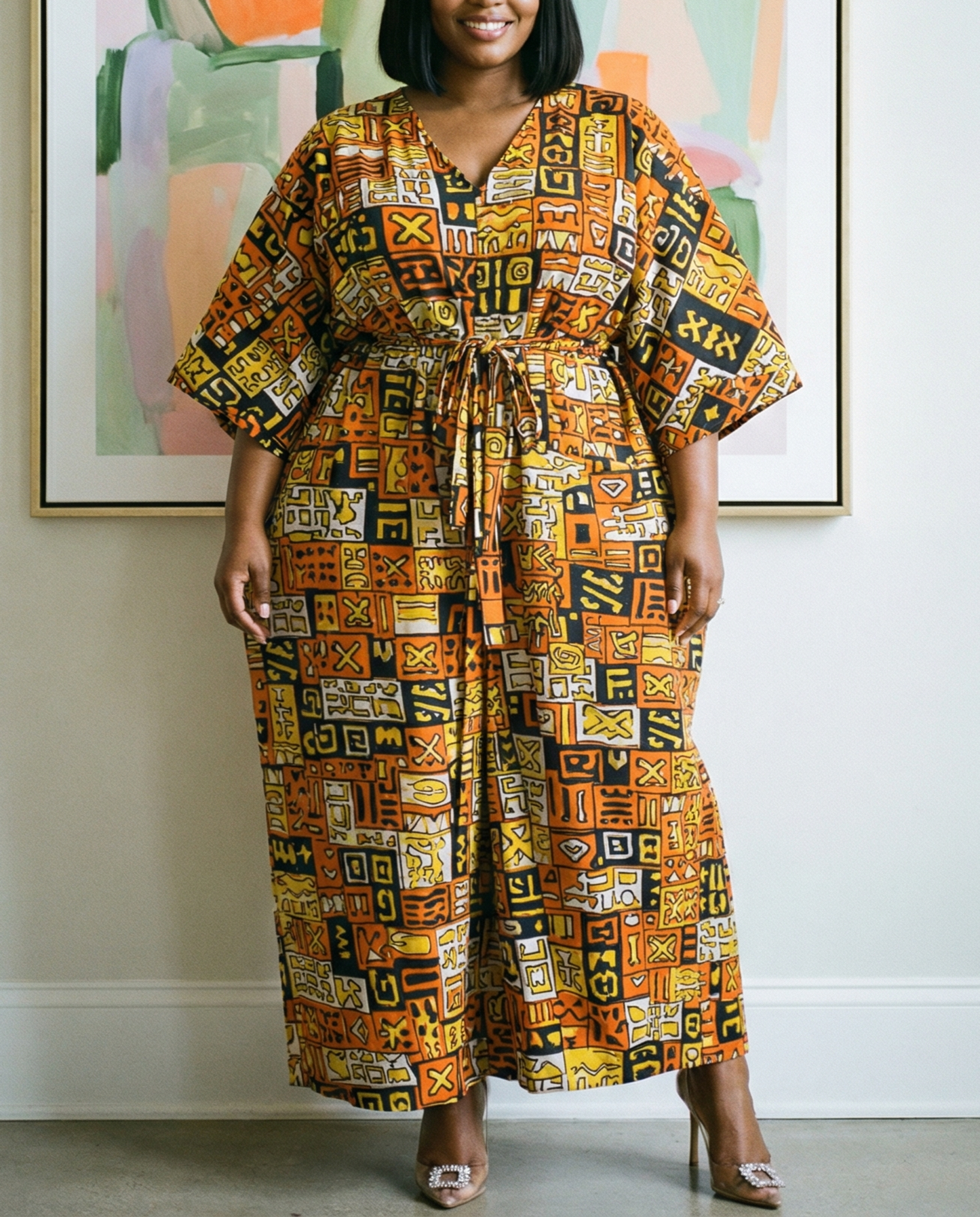 Sunset Mosaic African Print Kaftan Dress