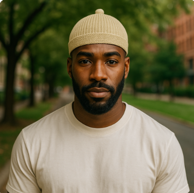 Elastic Knitted Solid Khaki Kufi