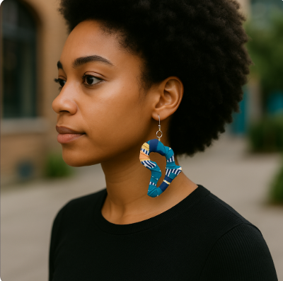 Africa Map Fabric Earrings