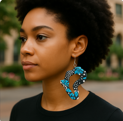 Africa Map Fabric Earrings