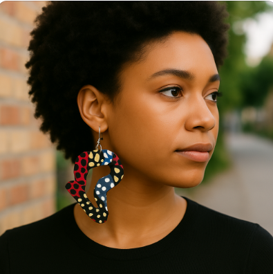 Africa Map Fabric Earrings