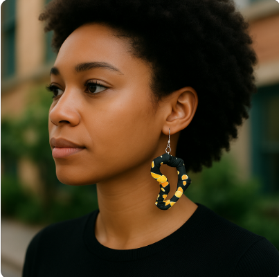 Africa Map Fabric Earrings