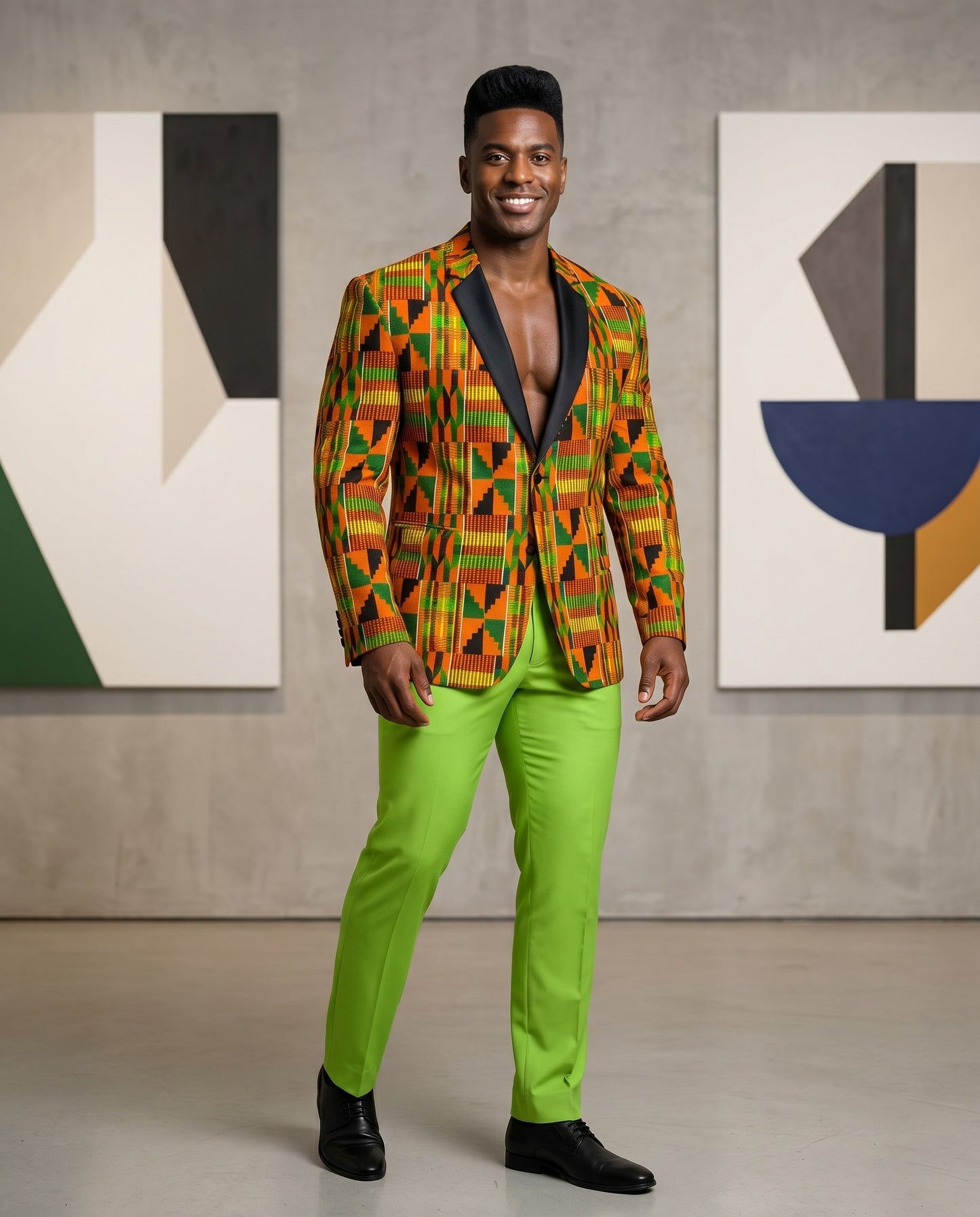 Men's African Kente Print Blazer Jacket