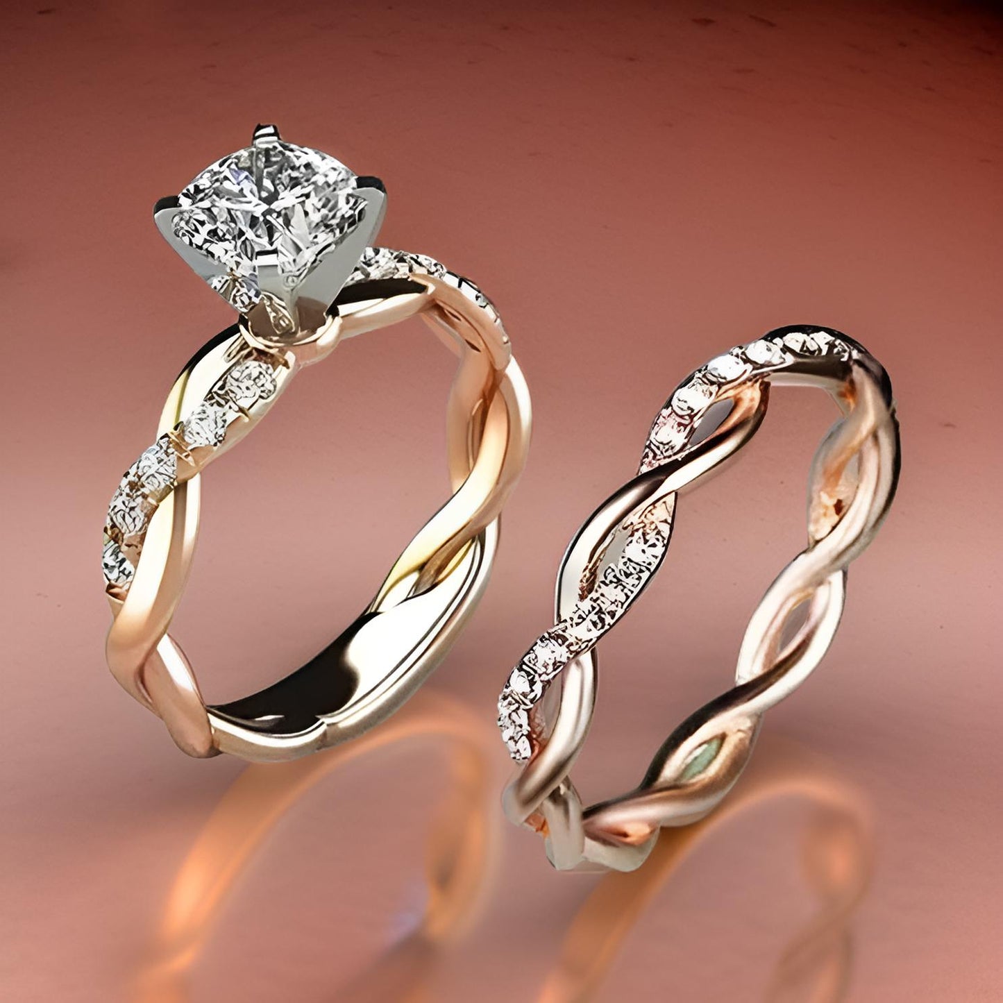Women's Bridal Marriage Engagement Ring Set - MAGOS