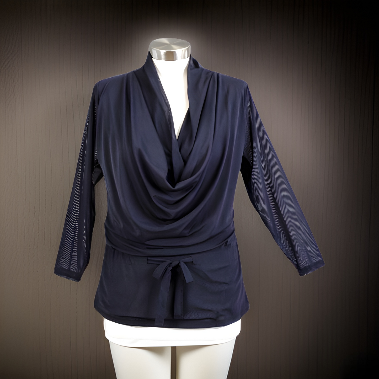 Women's Sheer Sleeve Drape Neck Top - Premium Other Fashions from MAGOS - Just $10! Shop this and more Other Fashions now