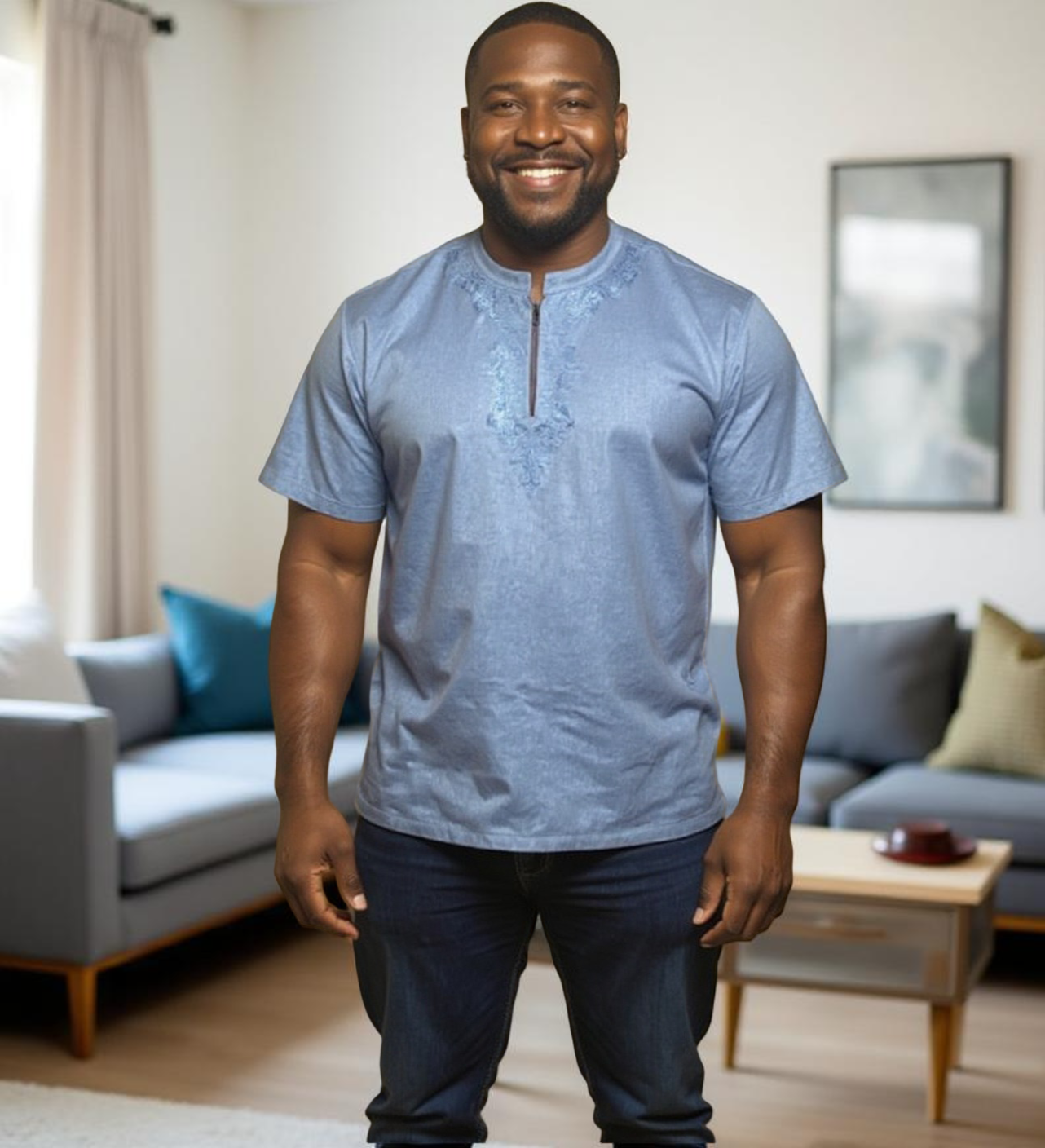 Men's Linen Embroidered Dashiki Shirt