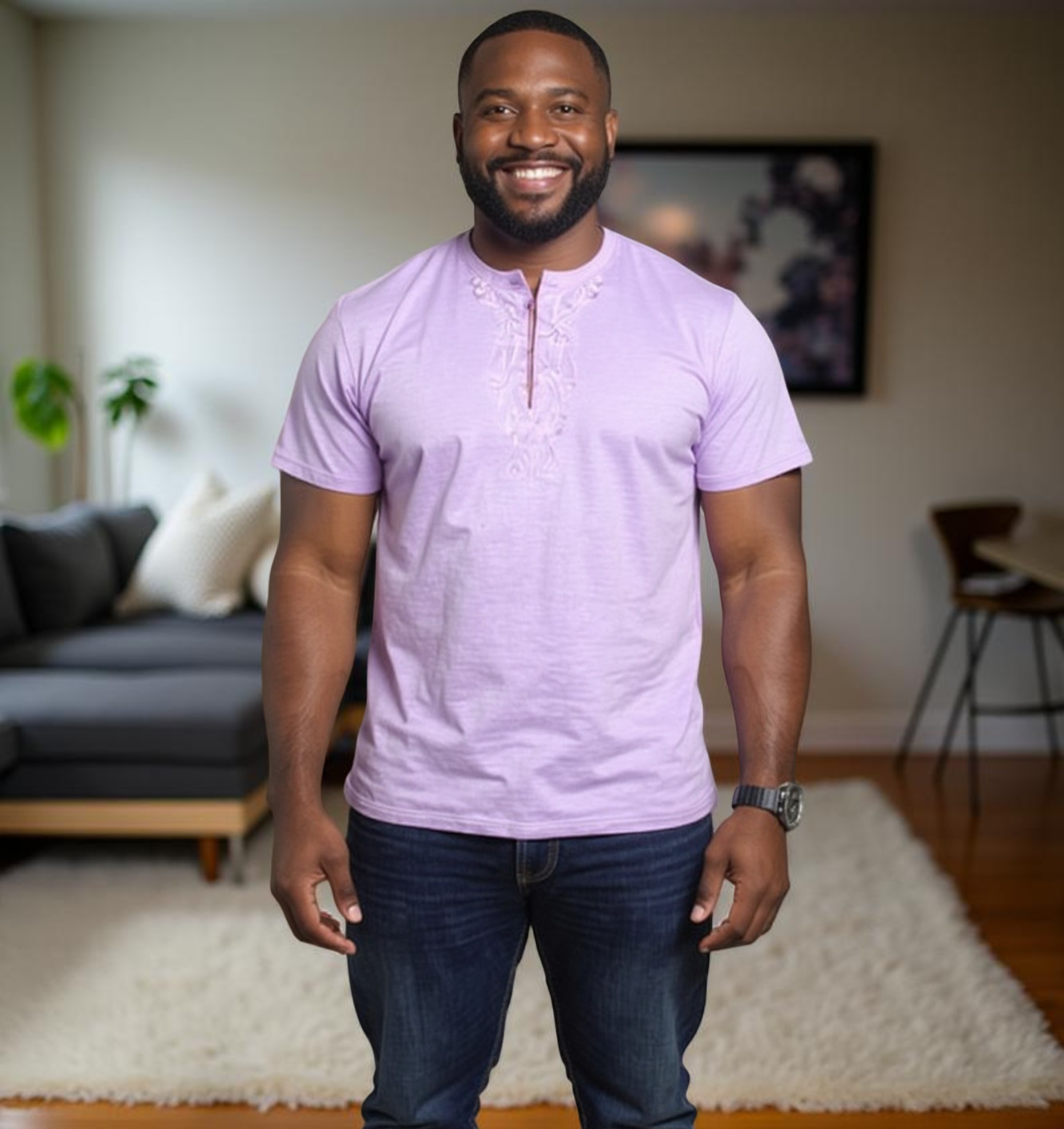 Men's Linen Embroidered Dashiki Shirt