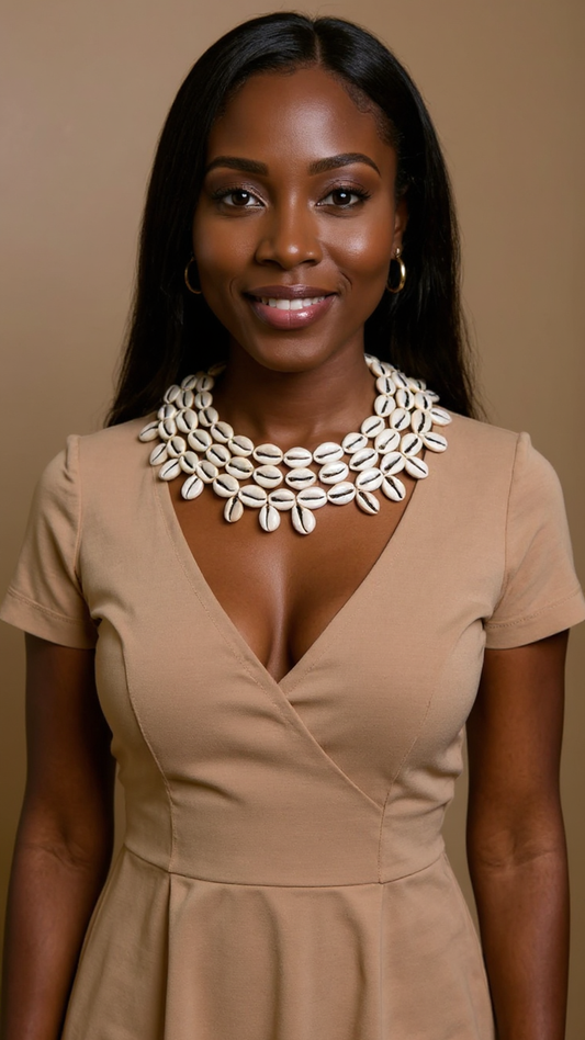 Layered Cowrie Shell Statement Collar Necklace