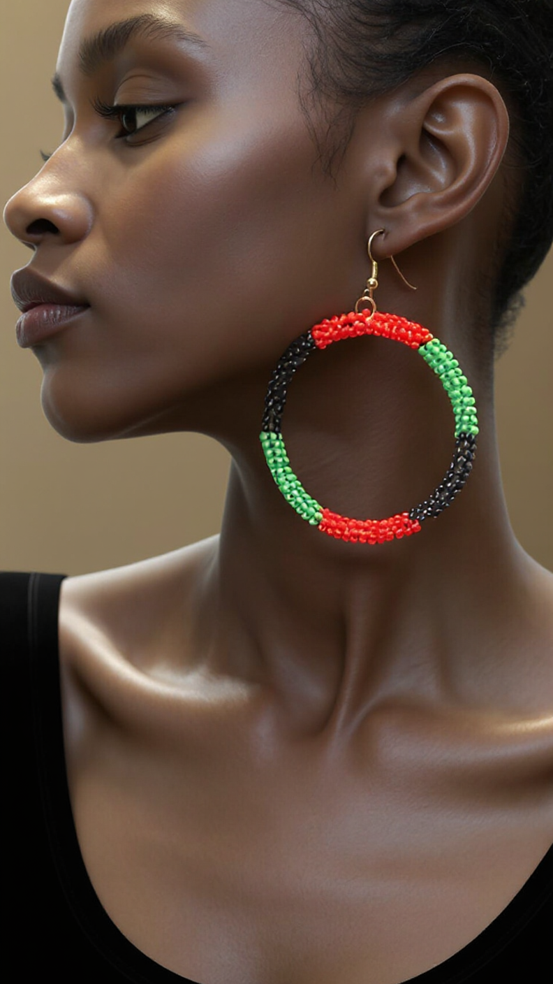 Maasai Style Beaded Hoop Earrings