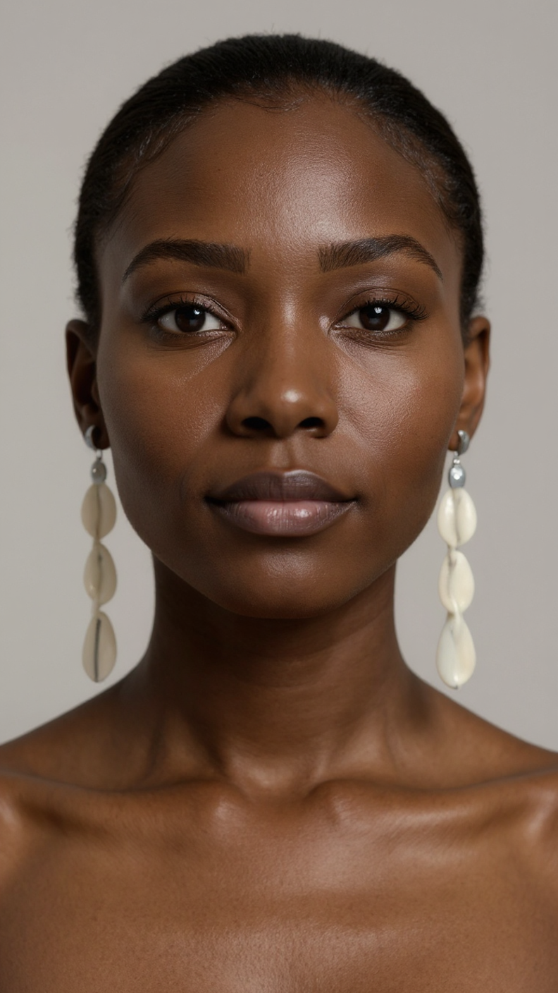 Women's African 3 Link Cowrie Shell Earrings
