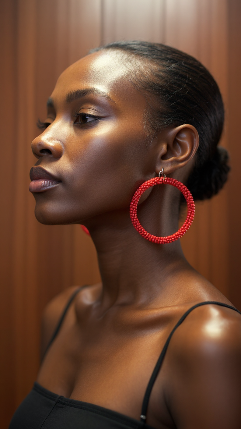 Maasai Style Beaded Hoop Earrings