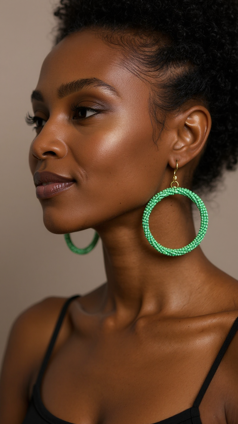 Maasai Style Beaded Hoop Earrings