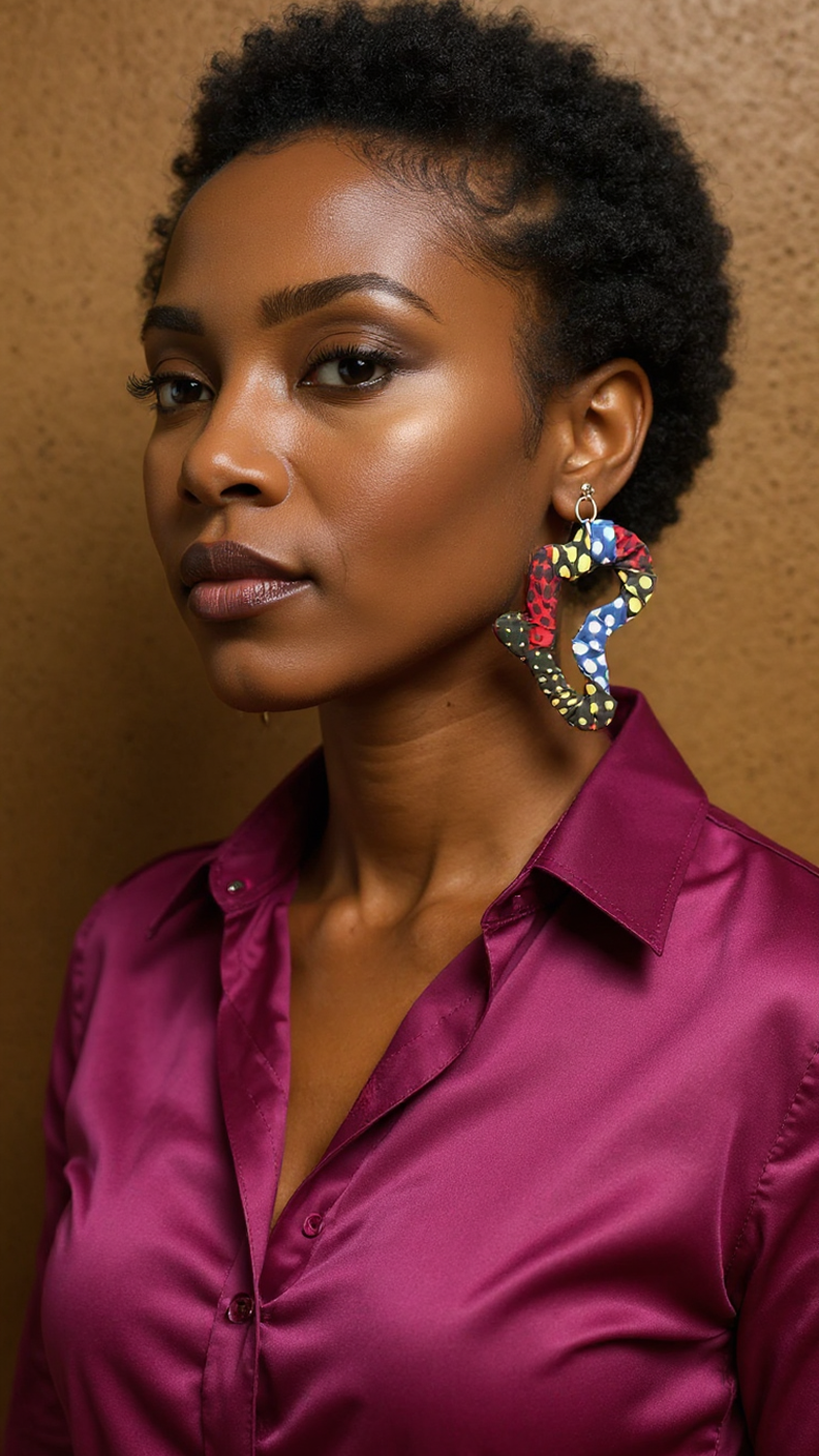 Africa Map Fabric Earrings