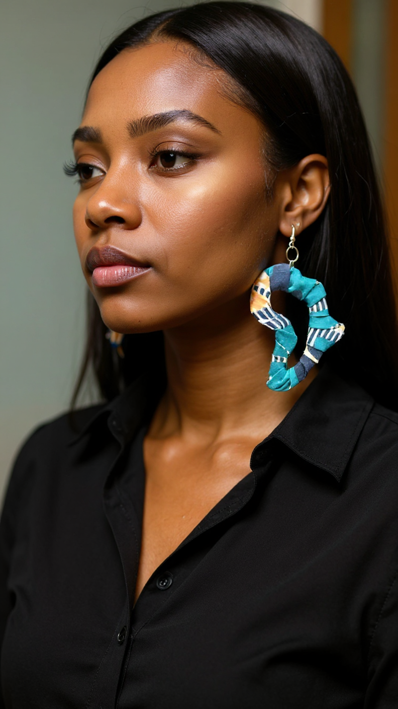 Africa Map Fabric Earrings