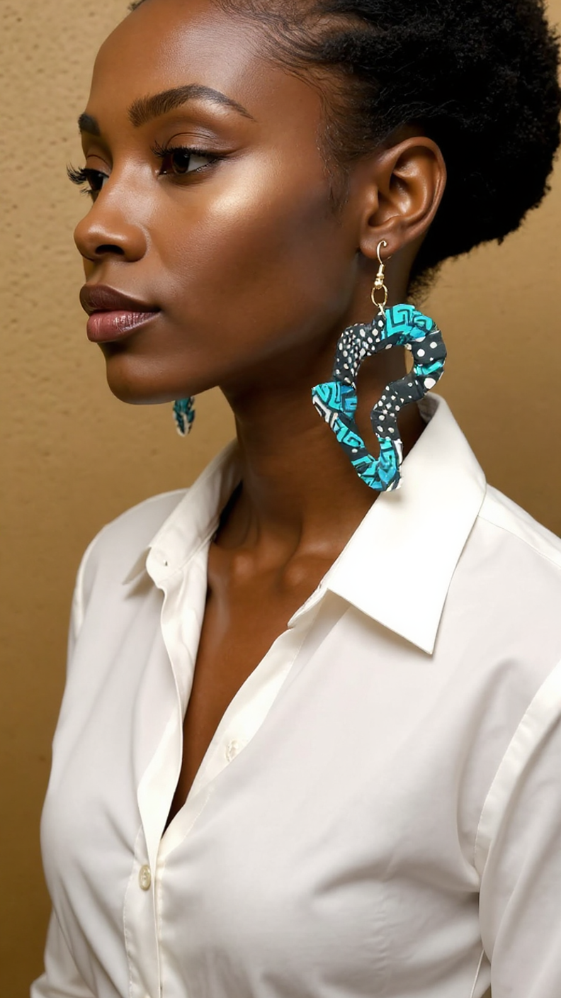 Africa Map Fabric Earrings