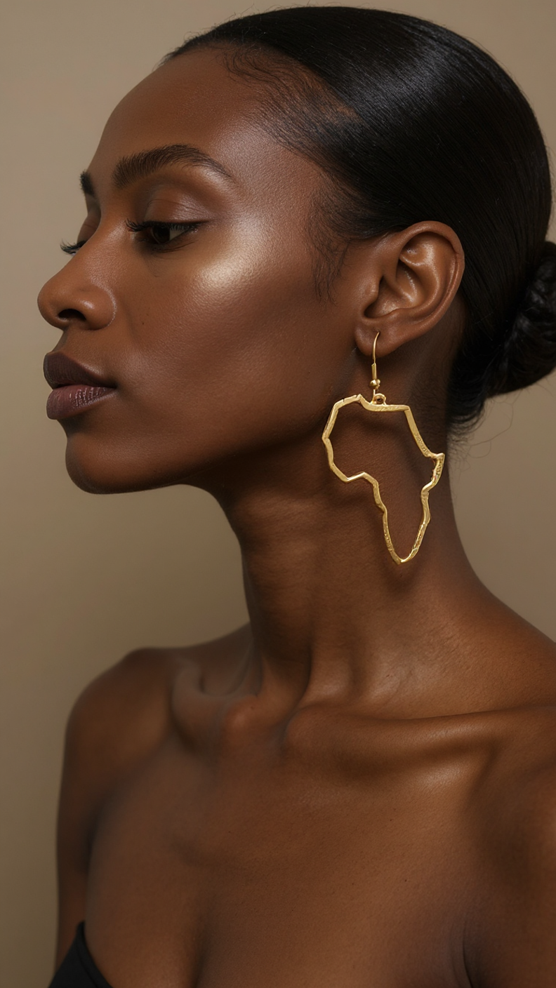 Outlined Africa Map Drop Earrings