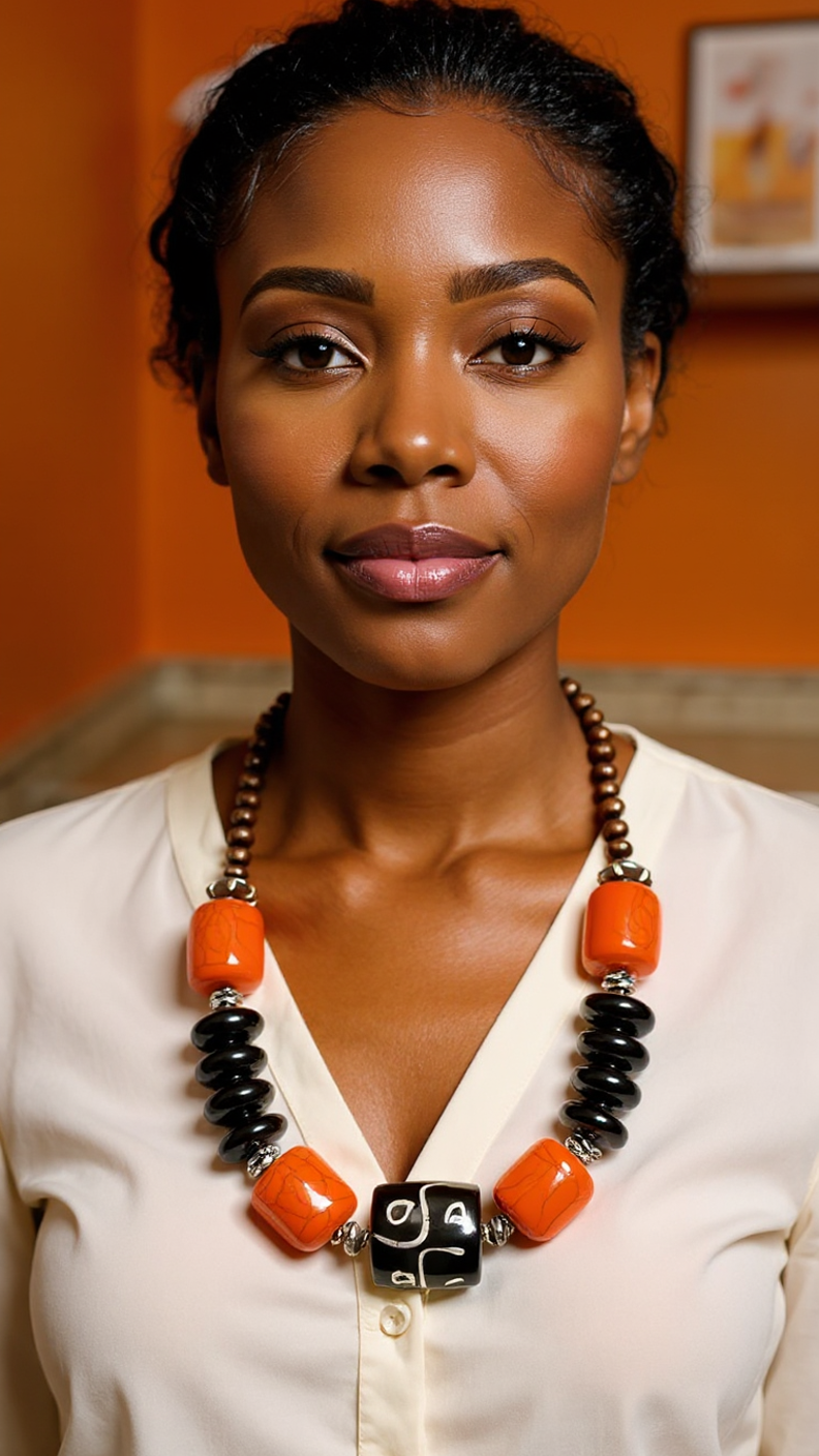 Bone Wooded Jumbo African Inspired Beaded Necklace